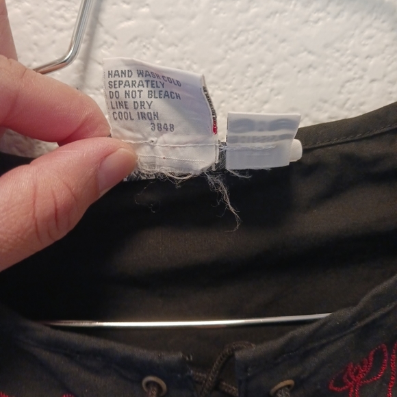 Together! Blouse Women Black Shirt  Embroidery Boho Size Missy M - Picture 11 of 12